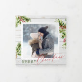 Rustige houten Waterverf Pijnkerst Drieluik Wenskaart (Cover)