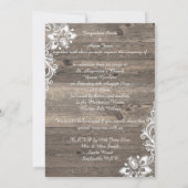Rustige  houten witlace bruiloft kaart (Achterkant)