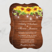 Rustige houten zonnebloemen Mason Jar Lights Kaart (Voorkant / Achterkant)