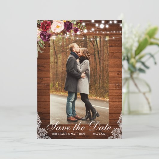 Rustige houtenlantaarn Opslaan Datum Save The Date (Staand voorkant)