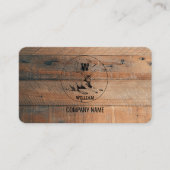 Rustige houtextuur & Deer Monogram QR-code Visitekaartje (Voorkant)