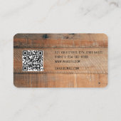 Rustige houtextuur & Deer Monogram QR-code Visitekaartje (Achterkant)