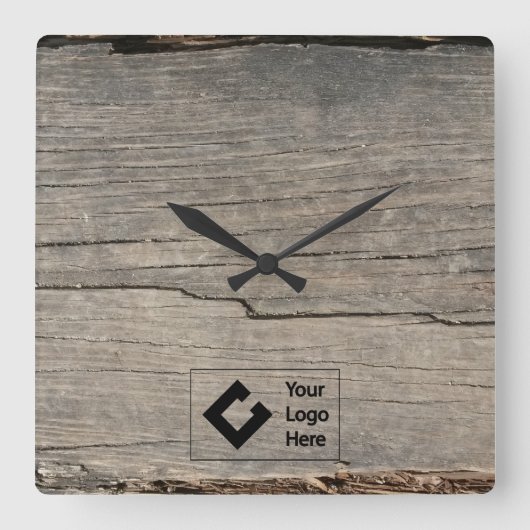 Rustige houtextuur met Logo Vierkante Klok (Voorkant)