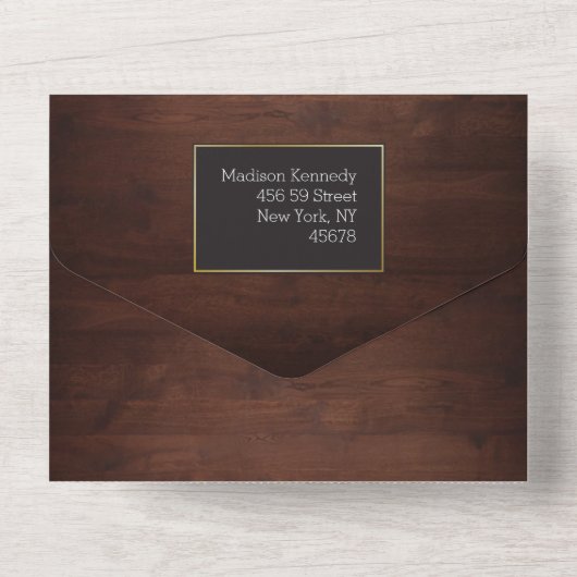 Rustige houtfab in één uitnodiging (Achterkant)