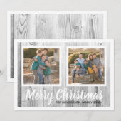 Rustige houtfamilie Twee foto-kerstcollage Feestdagenkaart (Voorkant / Achterkant)
