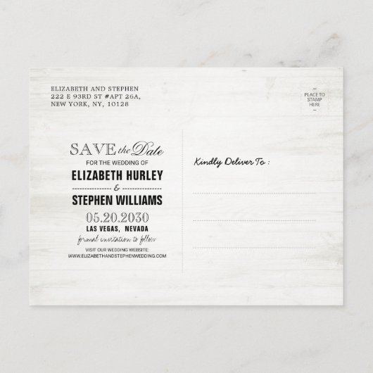 Rustige houtfloraallampjes bewaren de datum-ann aankondigingskaart (Achterkant)