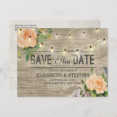 Rustige houtfloraallampjes bewaren de datum-ann aankondigingskaart (Voorkant / Achterkant)