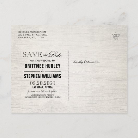 Rustige houtfloraallampjes bewaren de datum-ann aankondigingskaart (Achterkant)