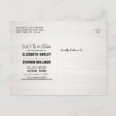 Rustige houtfloraallampjes opslaan datum aankondigingskaart (Achterkant)