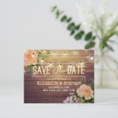 Rustige houtfloraallampjes opslaan datum aankondigingskaart (Staand voorkant)