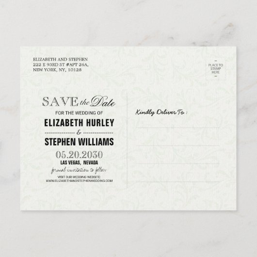 Rustige houtfloraallampjes opslaan datum aankondigingskaart (Achterkant)