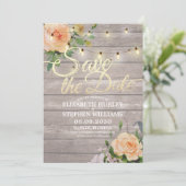 Rustige houtfloraallampjes opslaan datum save the date (Staand voorkant)