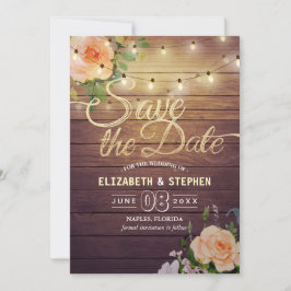 Rustige houtfloraallampjes opslaan datum save the date