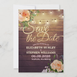 Rustige houtfloraallampjes opslaan datum save the date