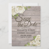 Rustige houtfloraallampjes opslaan datum save the date (Voorkant)