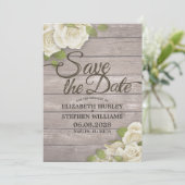 Rustige houtfloraallampjes opslaan datum save the date (Staand voorkant)