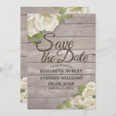 Rustige houtfloraallampjes opslaan datum save the date (Voorkant / Achterkant)