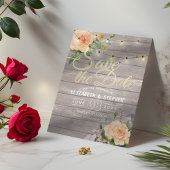 Rustige houtfloraallampjes opslaan datum save the date