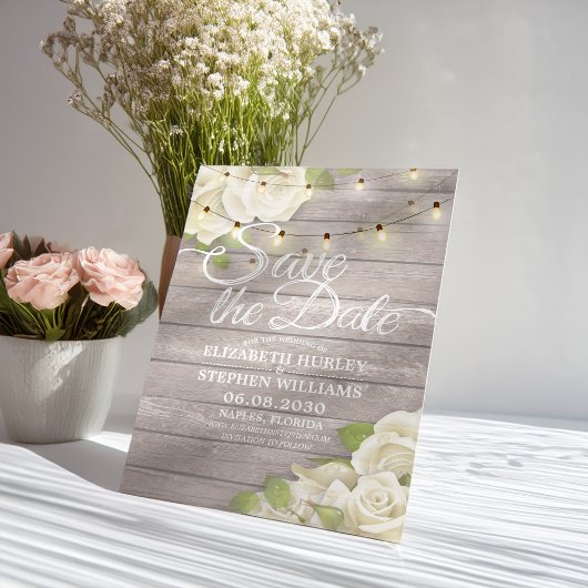 Rustige houtfloraallampjes opslaan datum save the date