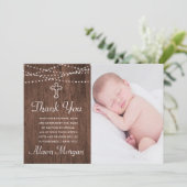 Rustige houtflorale baptisme dank je kaart (Staand voorkant)