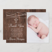 Rustige houtflorale baptisme dank je kaart (Voorkant / Achterkant)