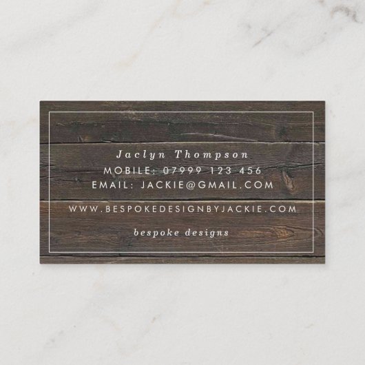 rustige houtflorale strijklampen visitekaartje (Achterkant)