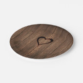 Rustige houtgebrande hartafdruk papieren bordje (Gekanteld)