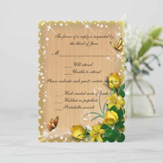 Rustige houtgele vlinderreactie kaart (Staand voorkant)