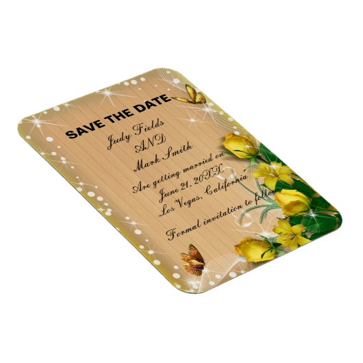 Rustige houtgele vlindervlinder sparen de datum magneet (Rechterzijde)