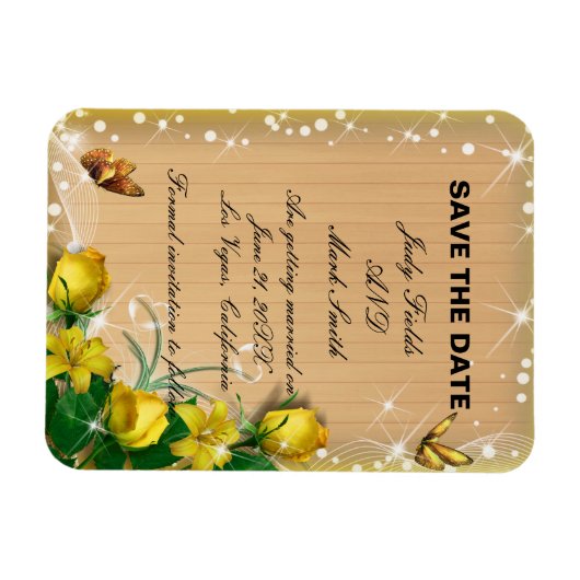 Rustige houtgele vlindervlinder sparen de datum magneet (Horizontaal)