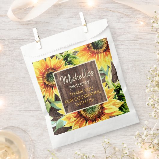 Rustige houtgele zonnebloemen Hartelijk dank Bedankzakje (Geknipt)