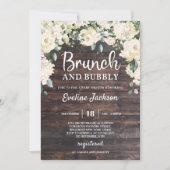 Rustige houtgroene boho floral brunch en bubbly kaart (Voorkant)