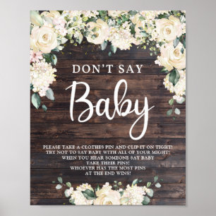 Rustige houtgroene boho zegt geen baby-bord poster