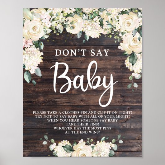 Rustige houtgroene boho zegt geen baby-bord poster (Voorkant)