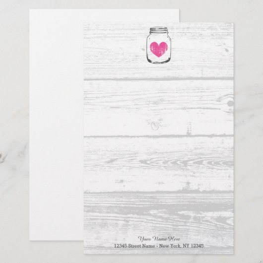 Rustige houtharen, jar country bruiloft briefpapier (Voorkant / Achterkant)