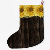 Rustige houtheldere, gele zonnebloem grote kerstsok (Achterkant)