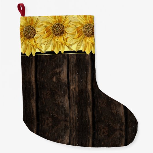 Rustige houtheldere, gele zonnebloem grote kerstsok (Voorkant)