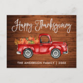 Rustige houtkalligrafie  Thanksgiving vrachtwagen Briefkaart (Voorkant)