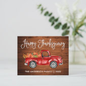 Rustige houtkalligrafie  Thanksgiving vrachtwagen Briefkaart (Staand voorkant)