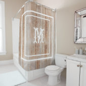 Rustige houtkijkmonogram, verouderd douchegordijn (In situ)