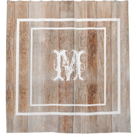 Rustige houtkijkmonogram, verouderd douchegordijn (Voorkant)