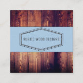 Rustige Houtkorrel Blauwe Grijs Monogram Vierkante Visitekaartje (Voorkant)