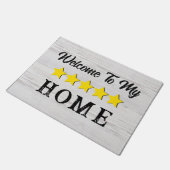 Rustige houtkorrel Welkom bij mijn 5 sterren start Deurmat (Schuin)