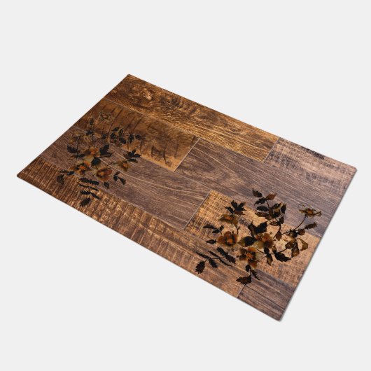 Rustige houtkorrels, landstaal, rozen deurmat (Schuin)