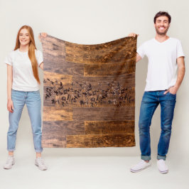 Rustige houtkorrels, landstaal, rozen fleece deken