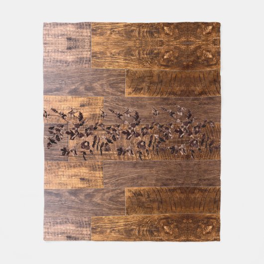 Rustige houtkorrels, landstaal, rozen fleece deken (Voorkant)