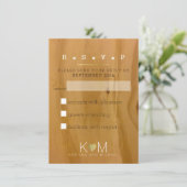 rustige houtkorrels trouwpartij rsvp kaart (Staand voorkant)