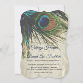 Rustige  houtmarine Turquoise Peacock Wedding Kaart (Voorkant)
