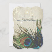 Rustige  houtmarine Turquoise Peacock Wedding Kaart (Achterkant)
