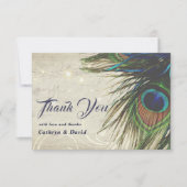 Rustige  houtmarine Turquoise Peacock Wedding RSVP Kaartje (Voorkant)